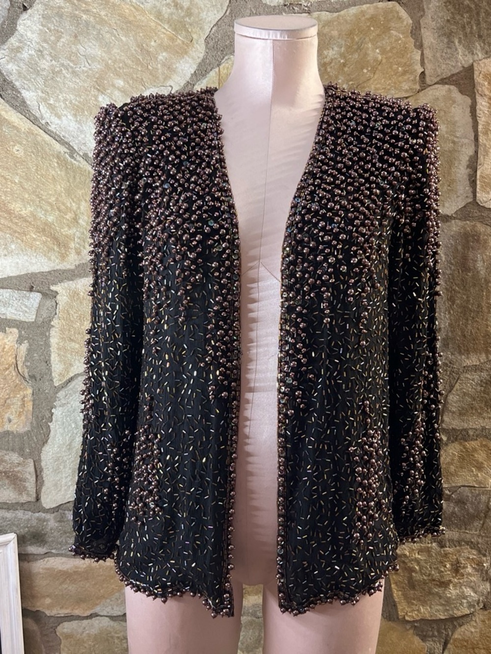 Judith Ann Creations Vintage Hand Beaded Silk Jacket